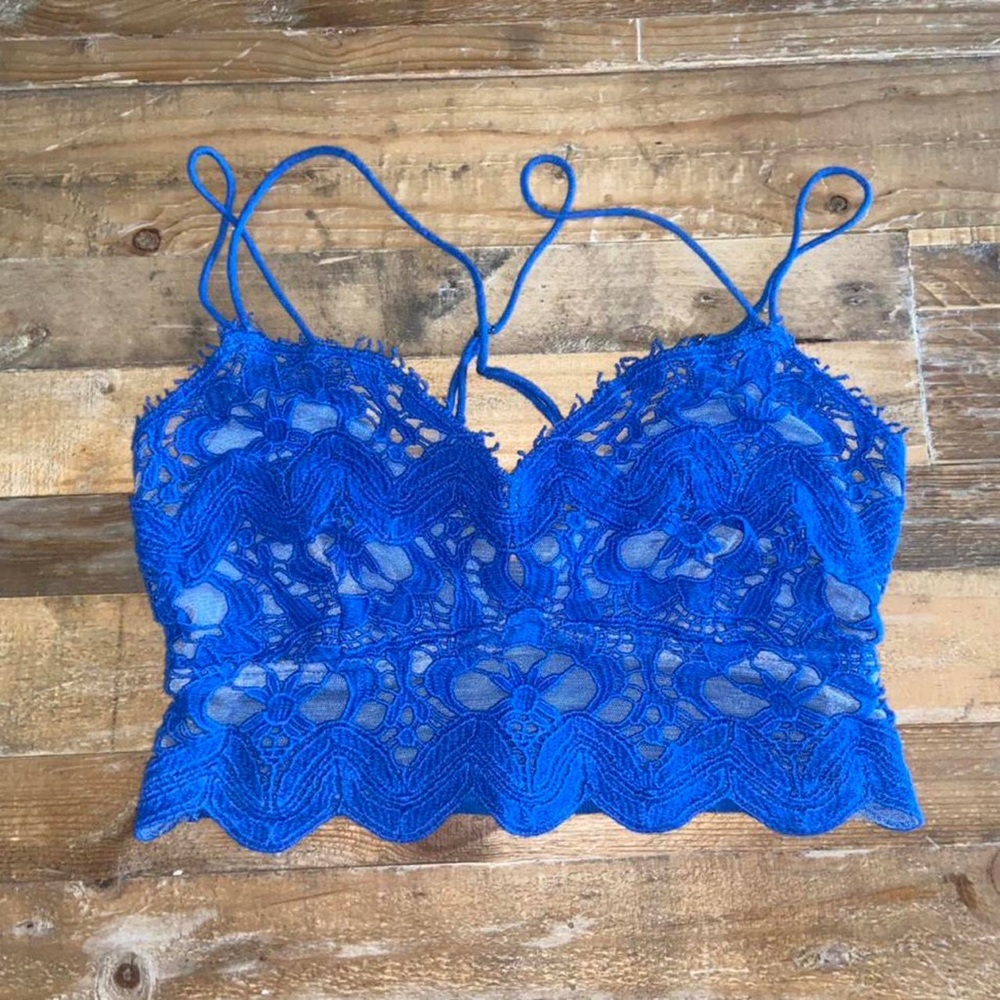 blue crochet crop top